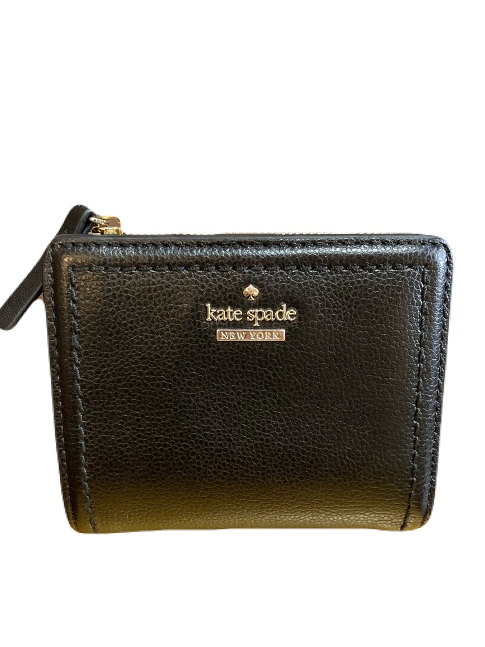 Kate Spade Patterson Drive Small L-Zip Wallet- Black Pebbled Leather